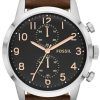 Fossil Townsman Chronograph Brown Leather Strap FS4873 Mens Watch