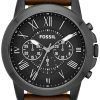 Fossil Grant Chronograph Brown Leather Strap FS4885 Mens Watch