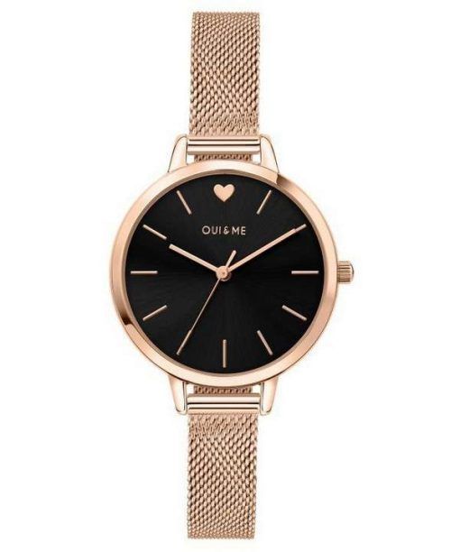 Oui & Me Petite Amourette Black Dial Rose Gold Tone Stainless Steel Quartz ME010002 Women's Watch