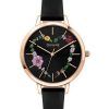 Oui & Me Grande Fleurette Black Dial Leather Strap Quartz ME010030 Women's Watch