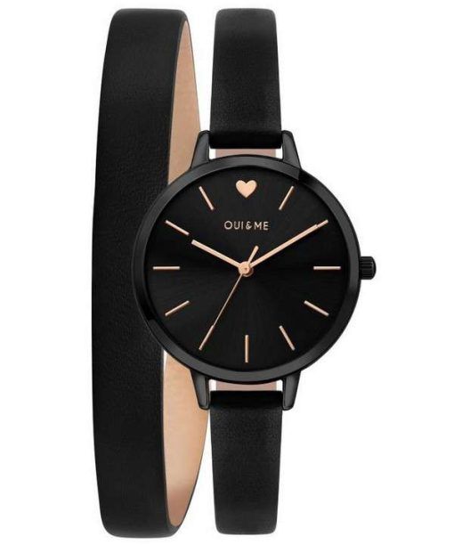 Oui & Me Petite Amourette Black Dial Leather Strap Quartz ME010050 Women's Watch