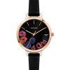 Oui & Me Petite Fleurette Black Dial Leather Strap Quartz ME010059 Women's Watch