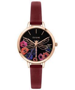 Oui & Me Petite Fleurette Black Dial Leather Strap Quartz ME010093 Women's Watch