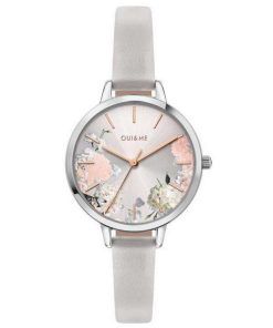 Oui & Me Petite Fleurette Silver Dial Leather Strap Quartz ME010098 Women's Watch