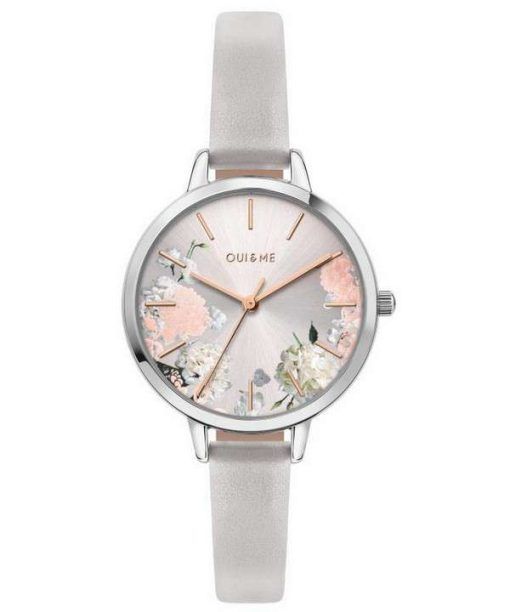 Oui & Me Petite Fleurette Silver Dial Leather Strap Quartz ME010098 Women's Watch