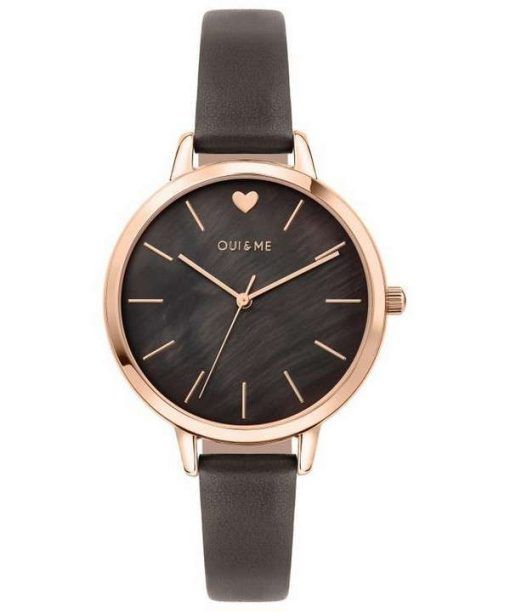 Oui & Me Amourette Black Mop Dial Leather Strap Quartz ME010099 Women's Watch