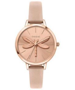 Oui & Me Amourette Rose Gold Sunray Dial Leather Strap Quartz ME010100 Women's Watch