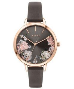 Oui & Me Grande Fleurette Dark Grey Dial Leather Strap Quartz ME010107 Women's Watch