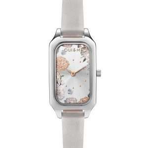 Oui & Me Finette Silver Sunray Dial Leather Strap Quartz ME010121 Women's Watch