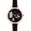 Oui & Me Petite Fleurette Black Matt Dial Leather Strap Quartz ME010137 Women's Watch