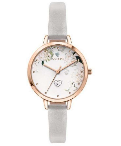 Oui & Me Petite Fleurette White Matt Dial Leather Strap Quartz ME010139 Women's Watch