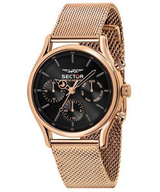 Sector 660 Black Dial Rose Gold Tone Stainless Steel Mesh Quartz R3253517010 Men's Watch