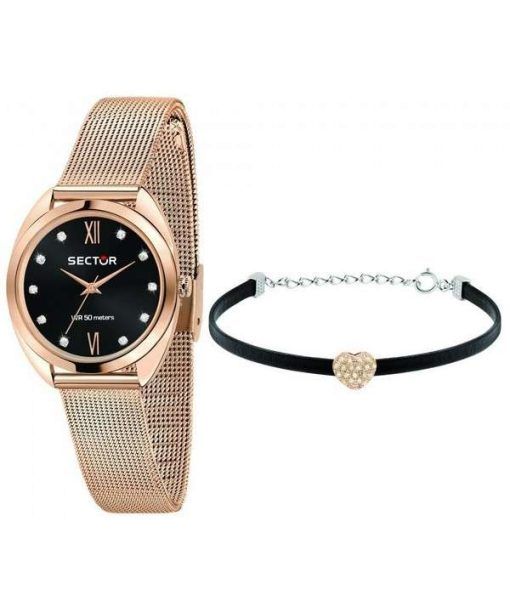 Sector 955 Black Dial Rose Gold Tone Stainless Steel Quartz R3253518504 Women's Watch