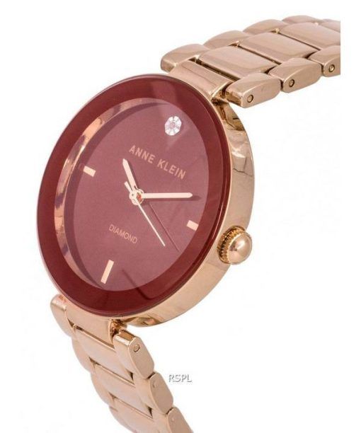 Anne Klein Diamond Accents Burgundy Dial Quartz 1362BYRG 100M Womens Watch