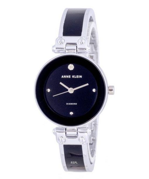 Anne Klein Diamond Accents Black Dial Quartz 1981BKSV Womens Watch