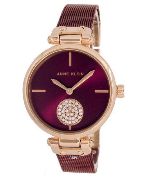 Anne Klein Crystal Accents Burgundy Dial Quartz 3000RGBY Womens Watch