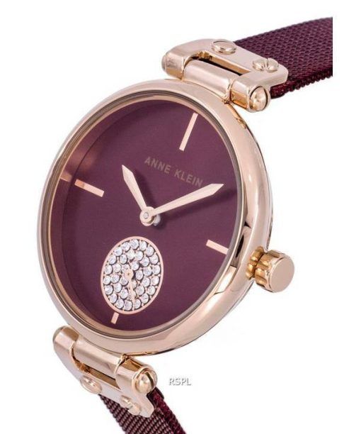 Anne Klein Crystal Accents Burgundy Dial Quartz 3000RGBY Womens Watch