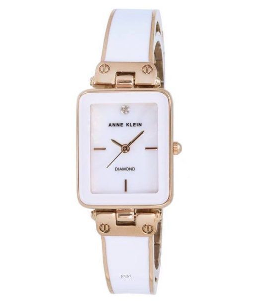 Anne Klein Diamond Accent Two Tone White Dial Quartz 3636WTRG Womens Watch