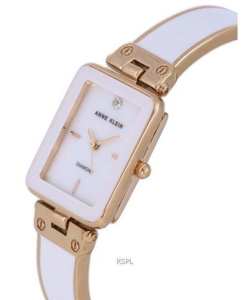 Anne Klein Diamond Accent Two Tone White Dial Quartz 3636WTRG Womens Watch