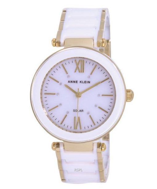 Anne Klein Ceramic White Dial Quartz 3844WTGB Womens Watch