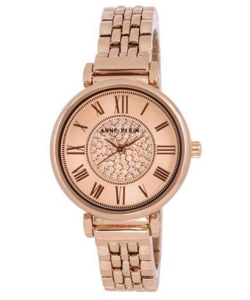 Anne Klein Crystal Accents Rose Gold Tone Dial Quartz 3872RGRG Womens Watch