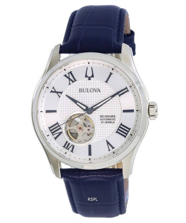 Bulova Wilton Silver Open Heart Dial Automatic 96A206 100M Mens Watch