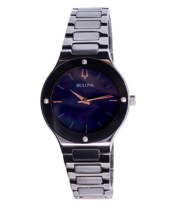 Bulova Millennia Black Mother Of Pearl Dial with Diamond Accents Quartz 96R231 Womens Watch
