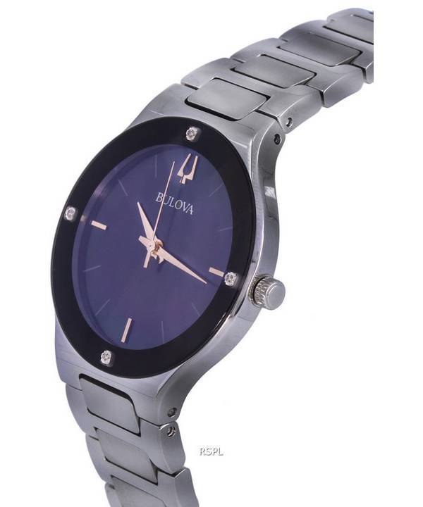 Bulova Millennia Black Mother Of Pearl Dial with Diamond Accents Quartz 96R231 Womens Watch