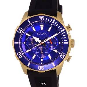 Bulova Sport Chronograph Silicon Blue Dial Quartz 98A244 100M Mens Watch