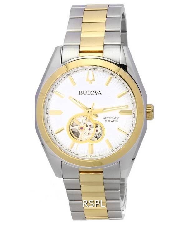 Bulova Surveyor Silver Open Heart Dial Automatic 98A284 Men's Watch