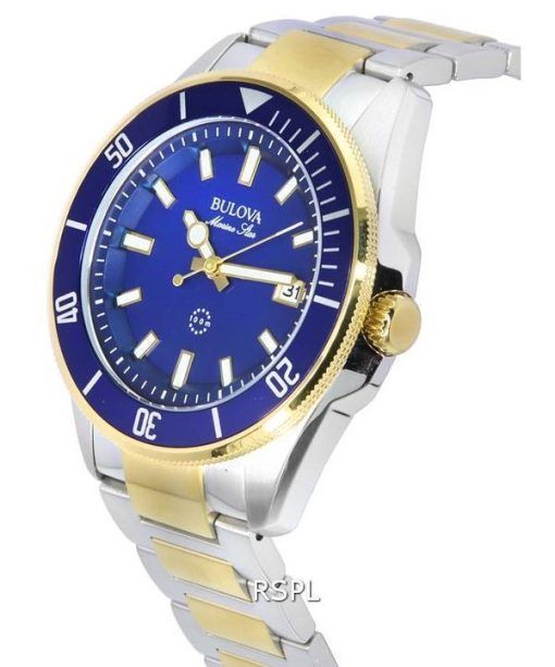 Bulova Marine Star Two Tone Bracelet Blue Dial Quartz 98B334 100M Men's Watch