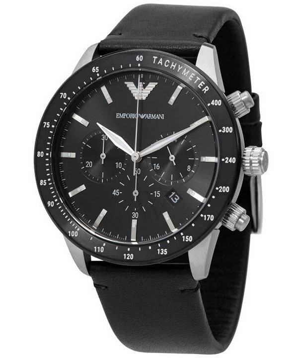 Emporio Armani Mario Chronograph Leather Black Dial Quartz AR11243 Men's Watch