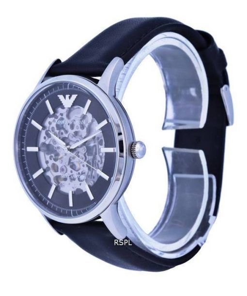 Emporio Armani Skeleton Leather Black Dial Automatic AR60038 Mens Watch