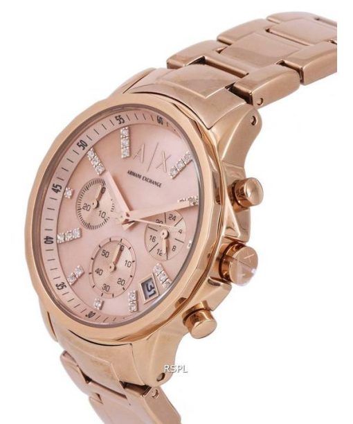 Armani Exchange Chronograph Rose Gold Tone Dial Quartz AX4326 Womens Watch