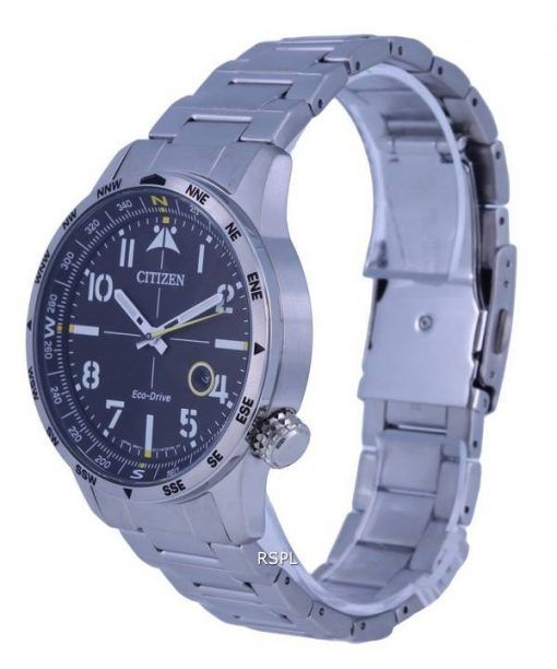 Citizen Aviator Eco-Drive Stainless Steel Black Dial BM7550-87E 100M Mens Watch