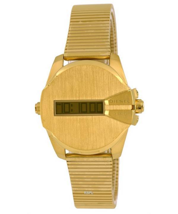 Diesel Baby Chief Digital Gold Tone Stainless Steel Quartz DZ1961 100M Mens Watch