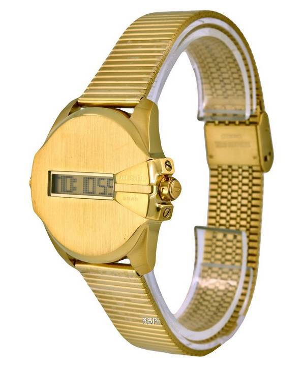 Diesel Baby Chief Digital Gold Tone Stainless Steel Quartz DZ1961 100M Mens Watch