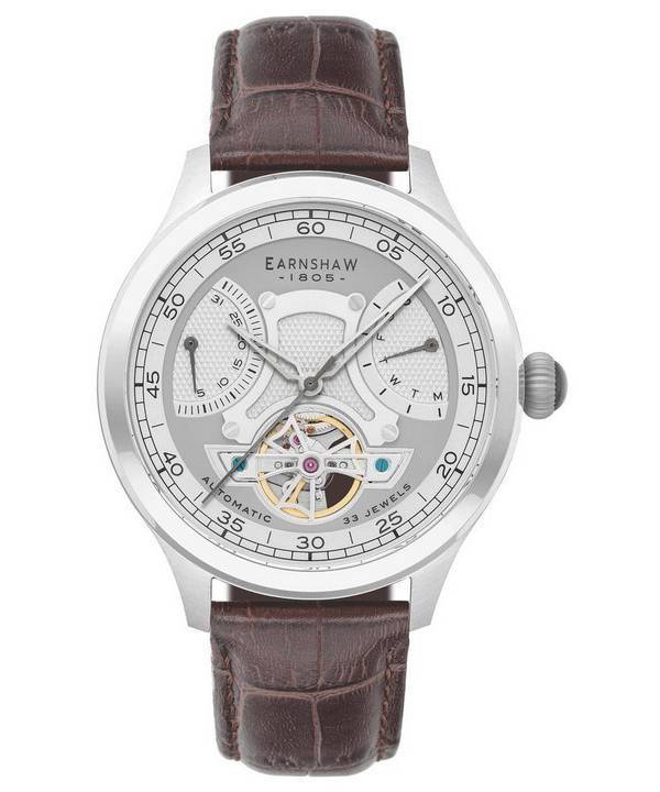 Thomas Earnshaw Baron Dual Retrograde Cloudy White Open Heart Dial Automatic ES-8191-01 Mens Watch