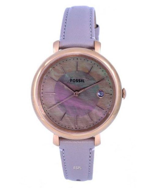 Fossil Jacqueline Leather Grey Mother Of Pearl Dial Solar ES5091 Womens Watch