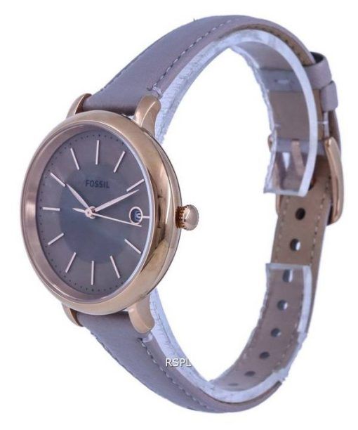 Fossil Jacqueline Leather Grey Mother Of Pearl Dial Solar ES5091 Womens Watch