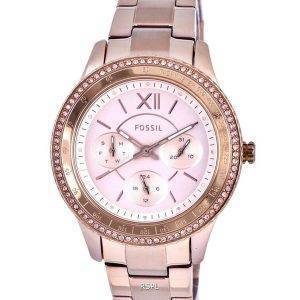 Fossil Stella Sport Tachymeter Crystal Accents Rose Gold Tone Dial Quartz ES5106 Womens Watch