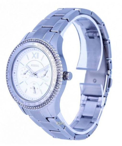 Fossil Stella Sport Tachymeter Crystal Accents Silver Dial Quartz ES5108 Womens Watch