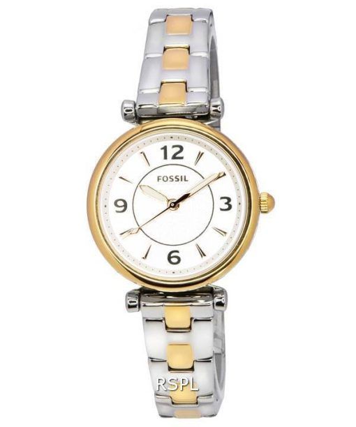 Fossil Carlie Two Tone Stainless Steel Silver Dial Quartz ES5201 Women's Watch