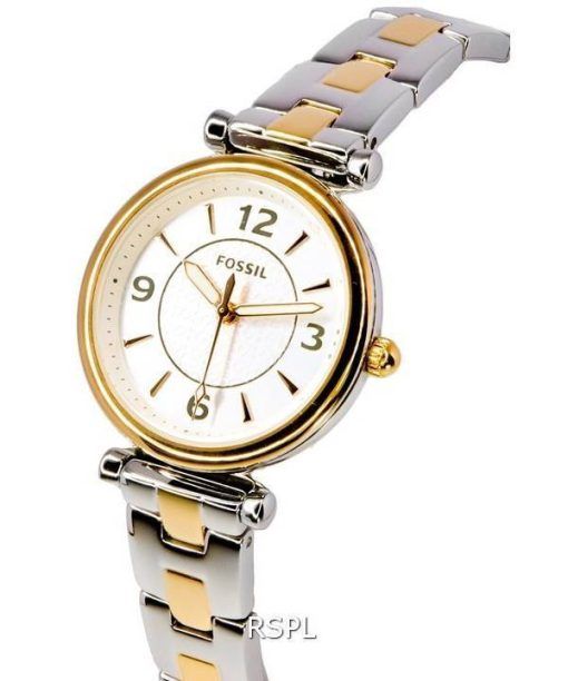 Fossil Carlie Two Tone Stainless Steel Silver Dial Quartz ES5201 Women's Watch