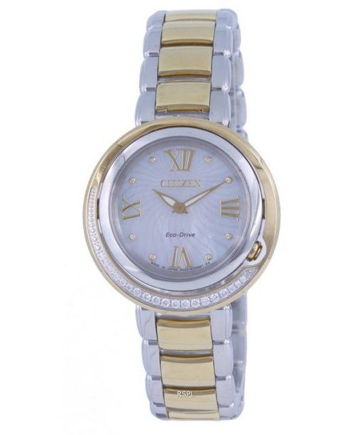 Citizen Diamond Accents Two Tone Stainless Steel Silver Dial Eco-Drive EX1124-52D.G Womens Watch