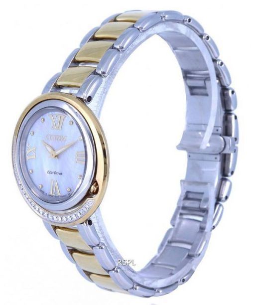 Citizen Diamond Accents Two Tone Stainless Steel Silver Dial Eco-Drive EX1124-52D.G Womens Watch