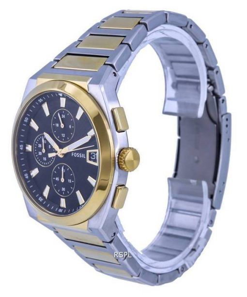 Fossil Everett Chronograph Two Tone Stainless Steel Black Dial Quartz FS5879 Mens Watch