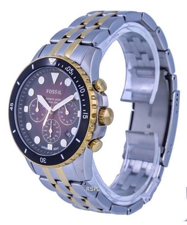 Fossil FB-01 Chronograph Two Tone Stainless Steel Red Dial Quartz FS5881 100M Mens Watch