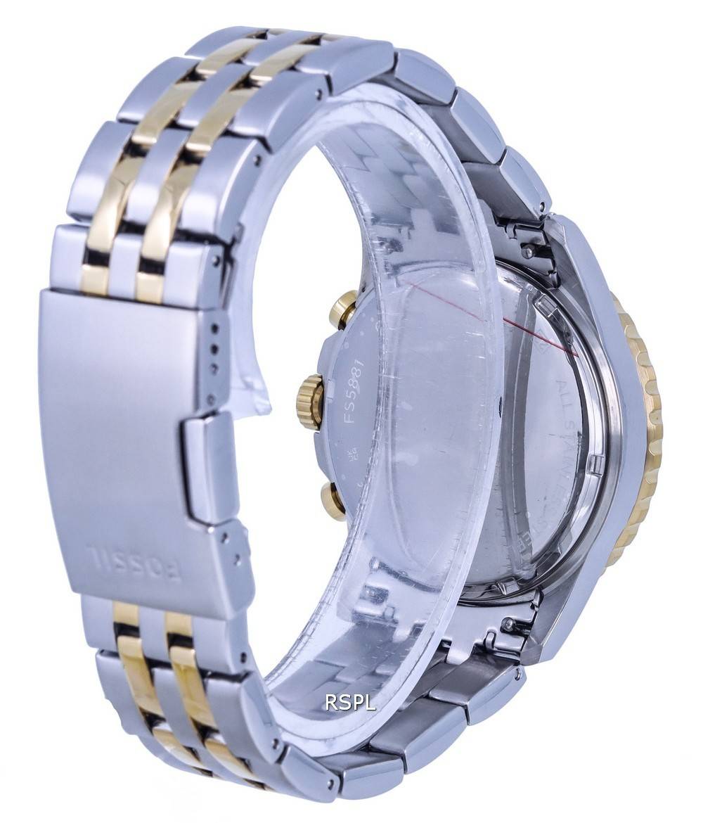 Fossil FB-01 Chronograph Two Tone Stainless Steel Red Dial Quartz FS5881 100M Mens Watch