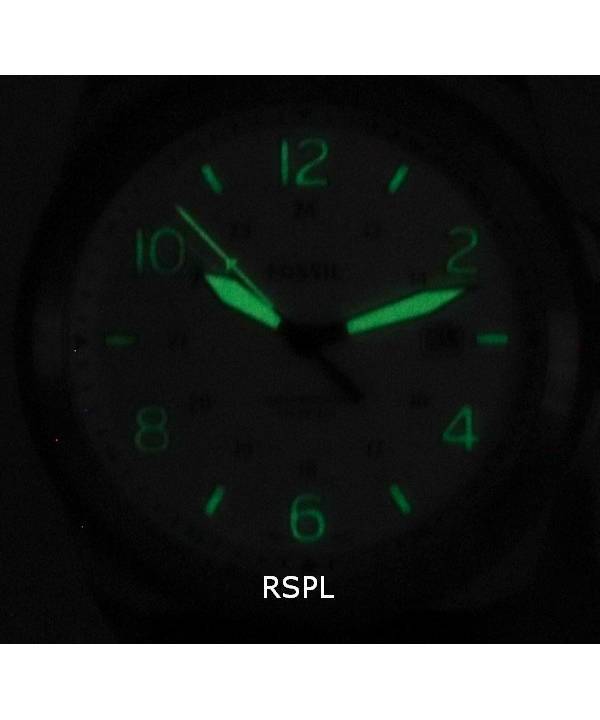 Fossil Bronson Olive Nylon Strap Silver Dial Quartz FS5918 100M Men's Watch